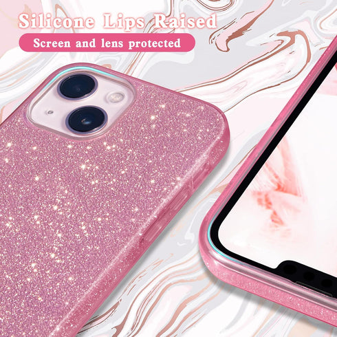 MATEPROX Bling Sparkle Protective Case for iPhone 13 Mini, iPhone 12 Mini, Cute Girls Women (Pink)