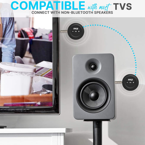 PyleUsa Wireless Low-Latency Transmitter/Receiver Set for Presentations, Projectors, TV, Soundbar, Includes Lavalier Mic