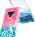 Case for Samsung Galaxy Note 9 with Screen Protector, Pink/Aqua, Sparkle Glitter Flowing Liquid, Ring Holder/Wrist Strap