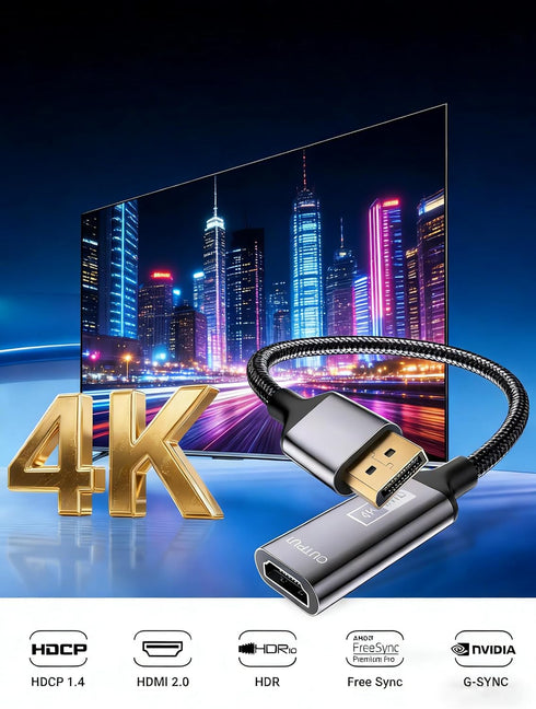 HAOISH 4K 1080P@120HZ HDMI to Displayport Adapter, Uni-Directional Display Port to HDMI for Projectors, Monitors, TVS