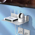 Compact White Projector Shelf - Wall Mount Floating Rack with Cable Ties