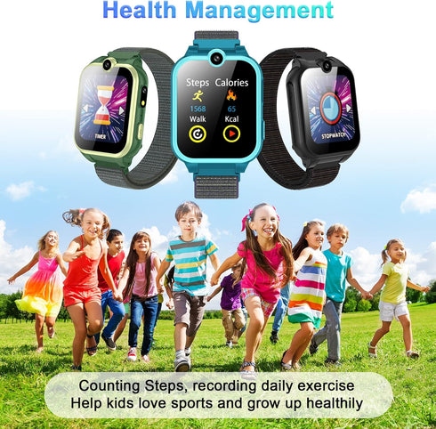 PTHTECHUS Smart Watch for Kids Girls, Ages 4-12, Audio Stories, 18 Puzzle Games, 2 Camera Video Music Player