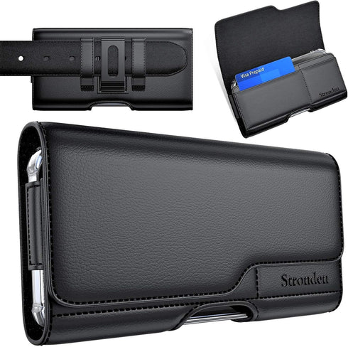 Stronden Leather Holster for iPhone SE (2022, 2020), 8 - Belt Case with Clip, Magnetic Closure & Card Holder.