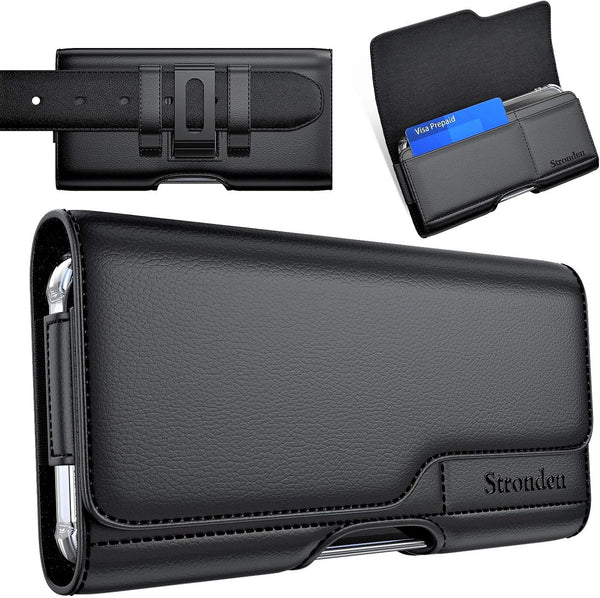 Stronden Leather Holster for iPhone SE (2022, 2020), 8 - Belt Case with Clip, Magnetic Closure & Card Holder.