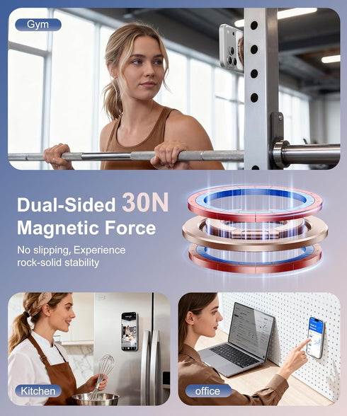 CAPRARO 360 17/16/15/14/15 Magnetic Phone Ring Holder for MagSafe, Dual-Side Magnetics, Rotation Gym Phone Stand Grip