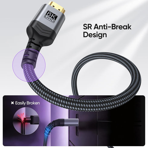 Vorothin 8K 3 2-Pack, 48Gbps 2.1 4K@120Hz/144Hz 8K@60Hz, HDR10 2.2/2.3 PS5, HDMI Cable FT High Speed HDMI Cable, eARC