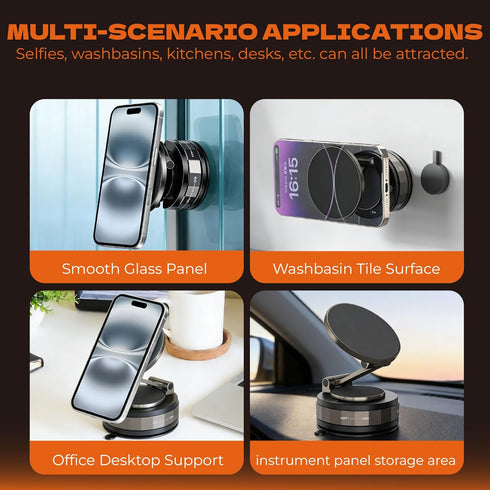 Demipungs 2.01 Inch, 360 Magnetic Phone Holder for Car Super Strong Vacuum Suction Cup, Rotation Magsafe Car Mount