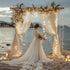 20FT 8FT (4 5x8FT) Fomcet Tulle Curtains with Lights String Champagne X Sheer Backdrop Curtains for Parties Wedding