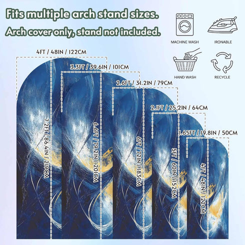 Jnbasdffb 6.6 Blue Yellow Abstract Wedding Arch Cover, Stretchy Spandex Arch Backdrop Stand Covers FT, Modern Oil
