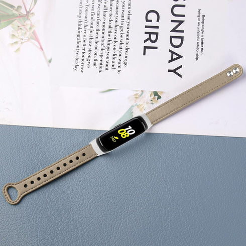 FitTurn Leather Quick Release Watch Band Strap Compatible with Samsung Galaxy Fit SM-R370 Fitness Tracker for Women Men