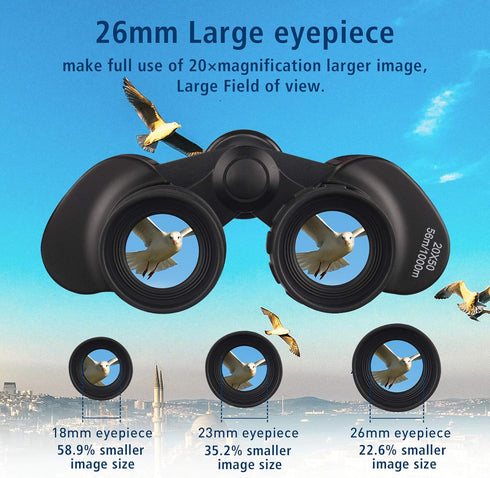 UncleHu 20x50 High Power Binoculars for Adults - Low Light Night Vision, Compact Waterproof Binoculars for Bird