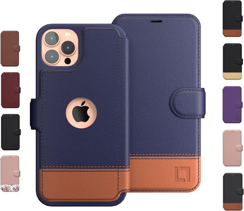 LUPA Legacy Compatible with iPhone 12 Wallet Case - Slim and Durable Faux Leather Flip Cell Phone Case with Card