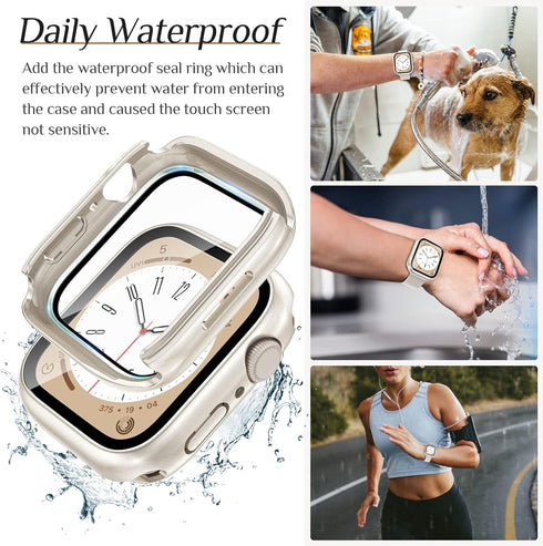 2-Pack Goton Waterproof Apple Watch Case for SE Series 6 5 4 Screen Protector 40mm, 360 Protective Glass Face Cover + Back Bumper for iWatch Accessories 40 mm