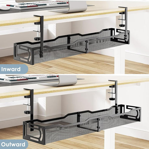 Mzmaxy 25'' Cable Management, Cable Management Under Desk No Drill, Metal Cord Organizer with Clamp for Standing Desk