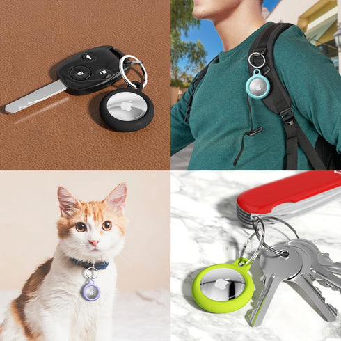 oakxco Neon Green Airtag Keychain Silicone Holder with Key Ring, Cute Accessories for Kids, Luggage, Car Dog Collar,