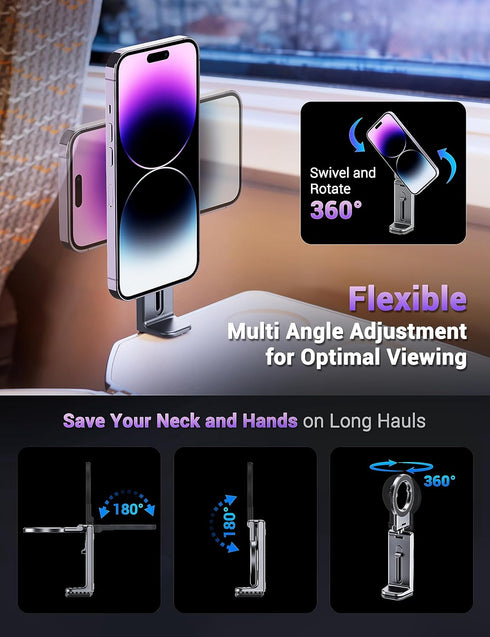 PROfezzion 2-Pack Magnetic Airplane Phone Holder for MagSafe, Handsfree Mount for iPhone 15, 14, 13, 12 & All Phones,