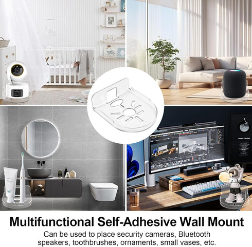 2 Pack Acrylic Wall Mount Bracket for Security Camera, Universal Adhesive Shelves for Baby Monitors, No Drilling