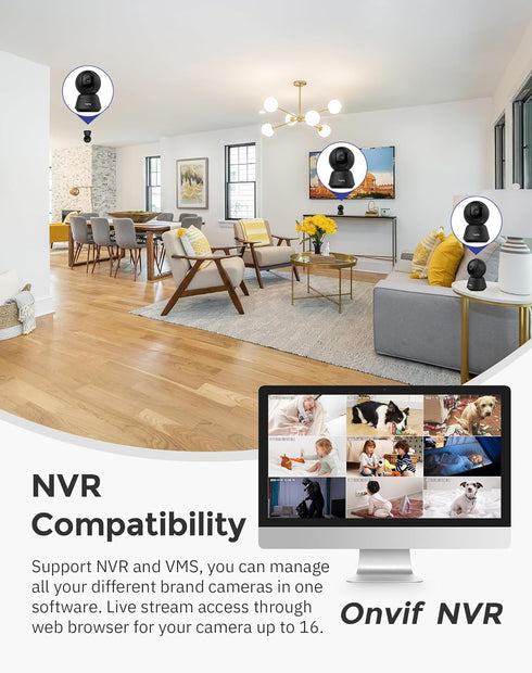 Hugolog 2K 3MP Indoor Pan/Tilt Security Camera, Auto-Focus, Ideal for Baby Monitor/Pet Camera/Home Security, Starlight