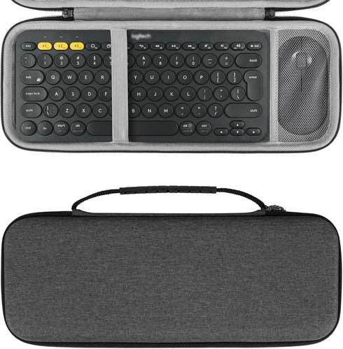 GEEKRIA Hard Case for Logitech K380s/k380 + M355/350s, Protective Travel Bag for Compact Keyboard & Mouse (Black)