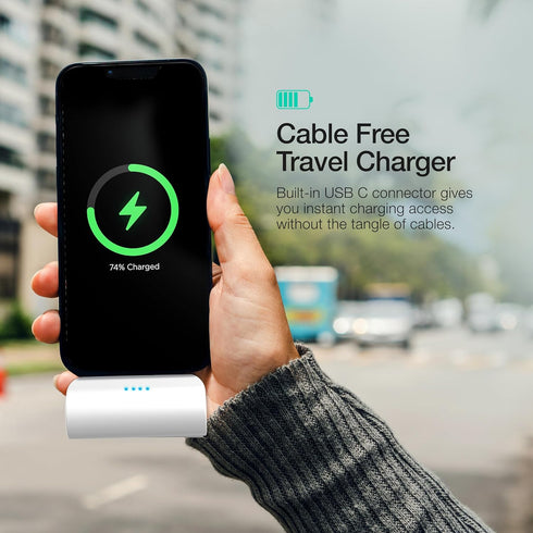 GALVANOX USB-C Battery Pack for iPhone 15 and 15 Pro Max, Fast Charging Type-C, 4000mAh Small Power Bank with Cable