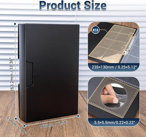 JJC 35mm 96 12 48 Slide Storage Box Kit - Archival Safe Pull-Out Case Holds Mounted Slides, with Acid-Free Pages
