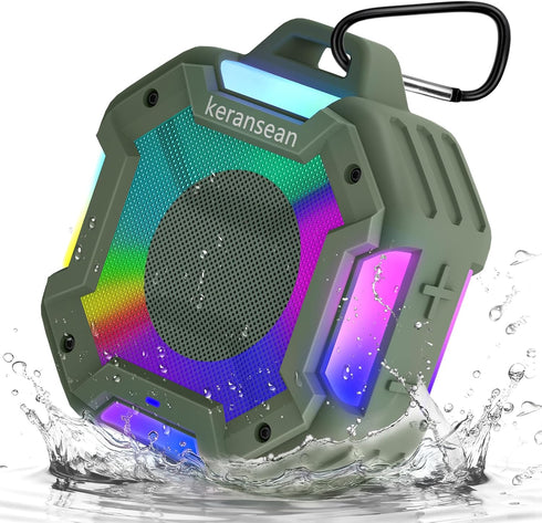Keransean Shower Bluetooth Speaker Waterproof, Portable Small Speaker, Outdoor Bluetooth Speakers Wireless, LED