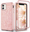 Coolwee Glitter Full Protective Case for iPhone 11, Heavy Duty Hybrid 3 in 1 Shockproof for Women Girls Rose Gold