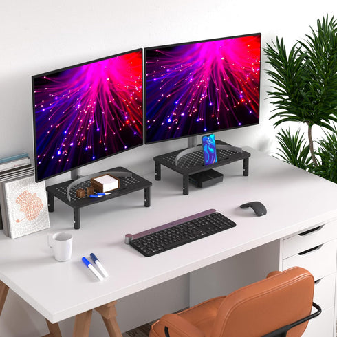 2 Pack EVOOMI Back Saver Monitor Stand for Desk - Monitor Riser - Anti-Skid HD Hexagonal Steel Computer Stand - Free