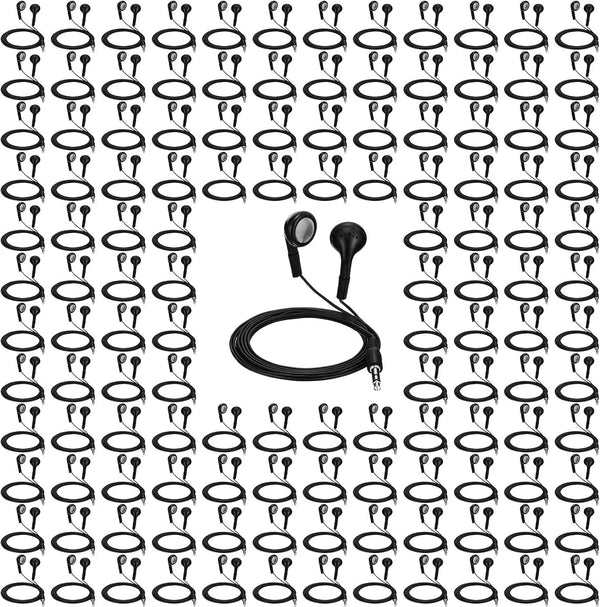 Konohan 150 Packs Earbuds - Bulk Earphones with 3.5 mm Wired Headphones for Classroom, School, and Travel (Black)