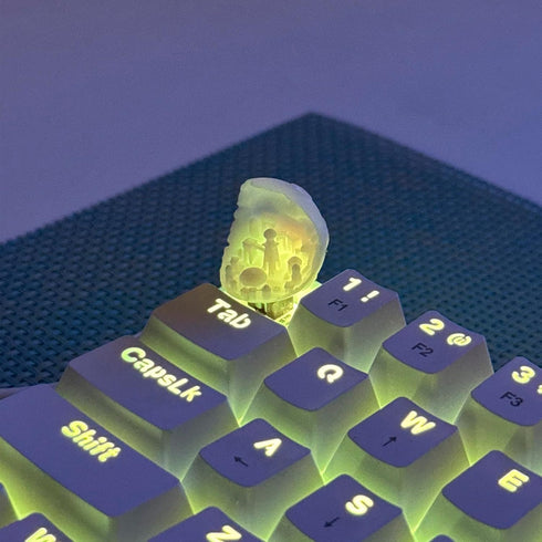 TRENDY WHIMSY Custom Mechanical Keyboard Keycaps Moon City Design PBT Dye-Sub, Cherry MX Compatible, Unique Limited