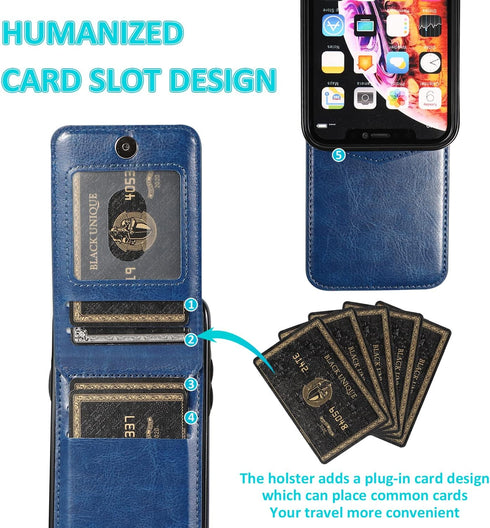iPhone XR Wallet Case with Credit Card Holder, PU Leather Wallet Case for iPhone XR 6.1 inch (Blue)
