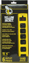 Yellow Jacket 5138N 15-Foot Cord Jacket, 6-Outlet Surge Protector, 1440J, Yellow/Black