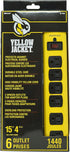 Yellow Jacket 5138N 15-Foot Cord Jacket, 6-Outlet Surge Protector, 1440J, Yellow/Black