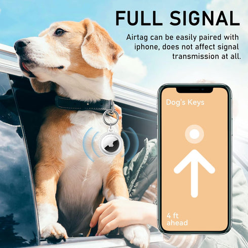 DDJ 4 Pack Waterproof Airtag Holder, Keychain Case for Dog Collar, Luggage, Keys, Full Body Anti-Scratch Protective (PU