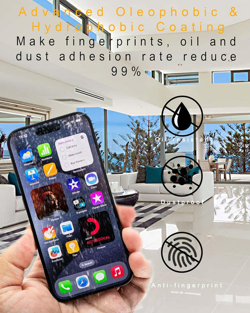 Glass Screen Protector for iPhone 13 / 13 Pro / 14, 3 Pack, 9H Hardness, Oleophobic Coating, 99.99% Clarity