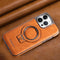 Luxury Leather Invisible Stand Case for iPhone 15/14/13/12 Pro Max, Magsafe, Drop Protection (Brown, for iPhone 13