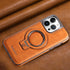 Luxury Leather Invisible Stand Case for iPhone 15/14/13/12 Pro Max, Magsafe, Drop Protection (Brown, for iPhone 13