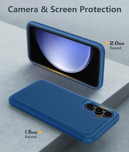 FNTCASE Samsung Galaxy S23-FE Case: Rugged Dual Layer Heavy Duty, Military Grade Shockproof, 6.4" Blue, Non-Slip