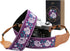 Padwa Lifestyle Purple Flowers Embroidered Camera Strap, 2" Cotton Vintage Straps with Double Layer Cowhide Ends
