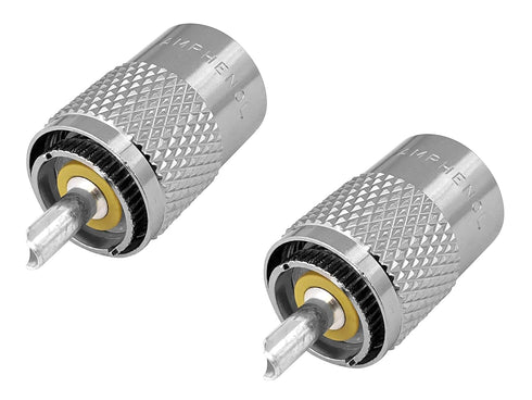 Amphenol PL259 Coax Connectors, Male UHF Solder Plug 83-1SP-15RFX, 2 Pack