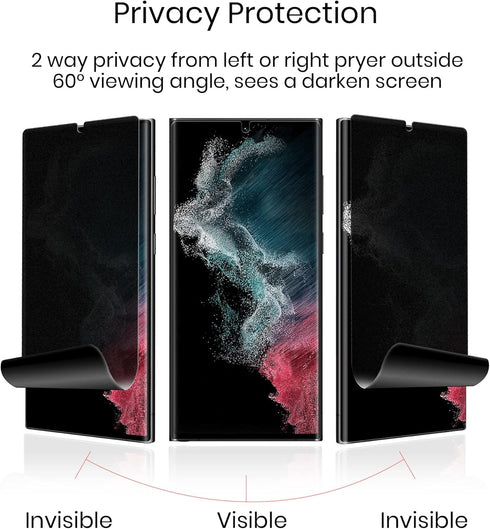 Galaxy S22 Ultra Privacy Screen Protector Soft Film 2 Pack, Tempered Glass Camera Lens Protector 1 Pack