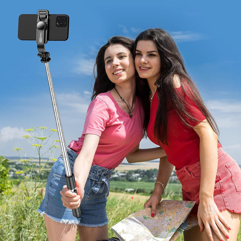 Selfie Stick Tripod, All in One Extendable & Portable Selfie Stick with Wireless Remote Compatible with iPhone 14 13 12