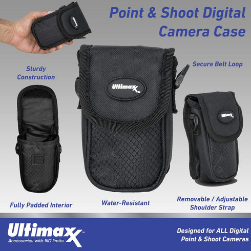 Ultimaxx Professional Digital Point & Shoot Camera Case for Sony,Nikon, Canon, Olympus, Fuji, Pentax, Panasonic, Samsung & Many More Cameras