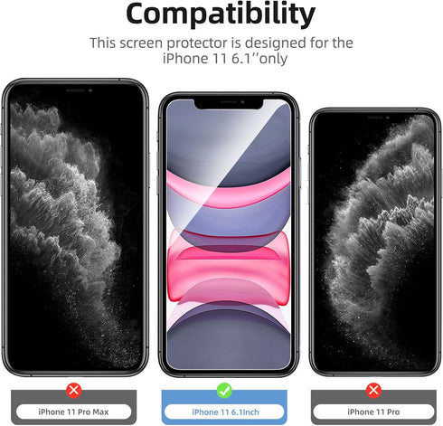 NEW'C 4 Pack, 2 Pack Screen Protector for iPhone 11 + 2 Pack Camera Lens Protector, Case Friendly, Sensor Protection,