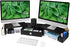 Dual Monitor Stand Riser with Drawer & Metal Leg, Large Computer Monitor Riser for 2 Monitors, Desktop Organizer