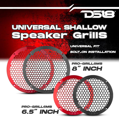 DS18 PRO-GRILL8MS/BK 8" Universal Shallow Speaker Grill, Steel Metal Mesh Cover for Mid Range Speakers