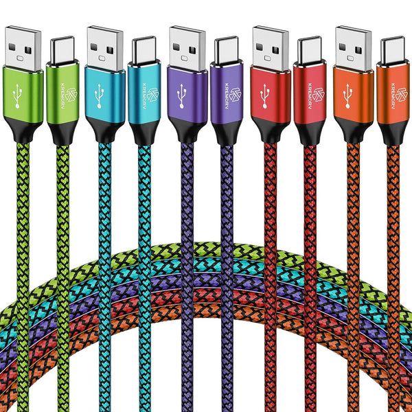 USB Type C Cable 5-Pack 10ft USB A to Type C Cable 10 Feet Extra Long Fast Charging Type C Cord Phone Charger for