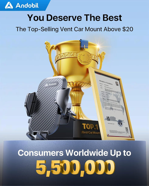 andobil Car Phone Holders - Ultra-Stable Air Vent Mount with Anti-Shake & 360° Rotation, Fits iPhone 16/15/14/13/12 Pro