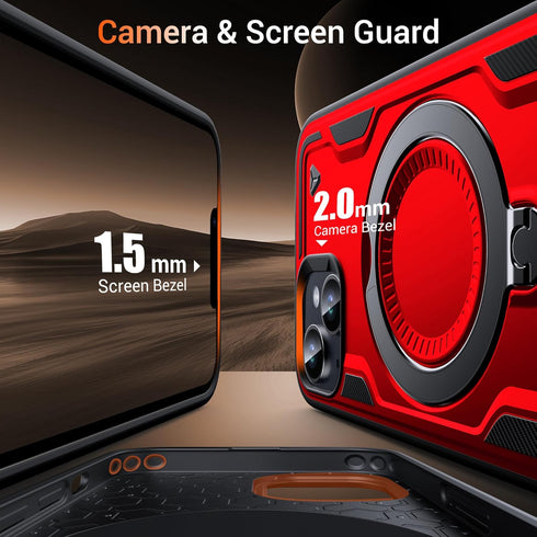 WYUIC 15 10ft 360 15 Designed for iPhone Magnetic Case, Compatible with Magsafe, Drop Test Hard Rugged, Rotating Ring