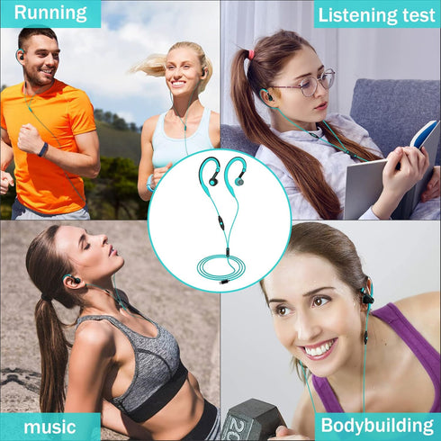 mucro Sport Headphones Wired, Over Ear in-Ear Earbuds, Headphones with Microphone for iPhone, Android Phone (Blue-TypeC)